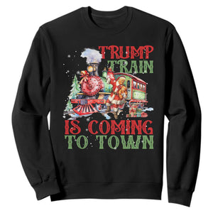 Trump Christmas Sweatshirt Trump Train Is Coming To Town Xmas TS11 Black Print Your Wear