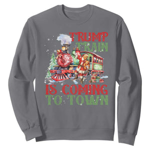 Trump Christmas Sweatshirt Trump Train Is Coming To Town Xmas TS11 Charcoal Print Your Wear