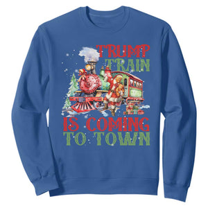 Trump Christmas Sweatshirt Trump Train Is Coming To Town Xmas TS11 Royal Blue Print Your Wear