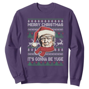 Funny Trump Christmas Sweatshirt Merry Xmas It's Gonna Be Yuge Ugly Santa Trump TS11 Purple Print Your Wear