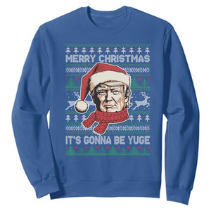 Funny Trump Christmas Sweatshirt Merry Xmas It's Gonna Be Yuge Ugly Santa Trump TS11 Royal Blue Print Your Wear