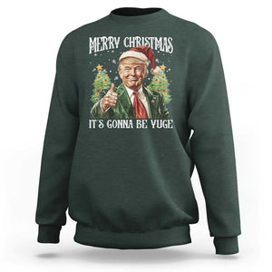 Funny Trump Xmas Sweatshirt Merry Christmas It's Gonna Be Yuge Santa Trump TS11 Dark Forest Green Print Your Wear