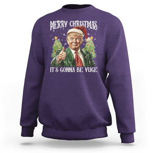 Funny Trump Xmas Sweatshirt Merry Christmas It's Gonna Be Yuge Santa Trump TS11 Purple Print Your Wear