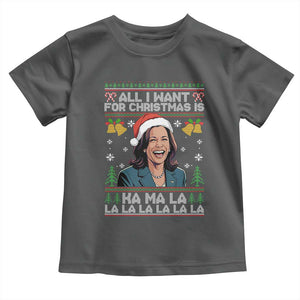 Funny Harris Christmas Baby Shirt All I Want For Xmas Is Kamala La La La TS11 Dark Heather Print Your Wear