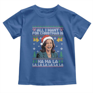 Funny Harris Christmas Baby Shirt All I Want For Xmas Is Kamala La La La TS11 Royal Blue Print Your Wear