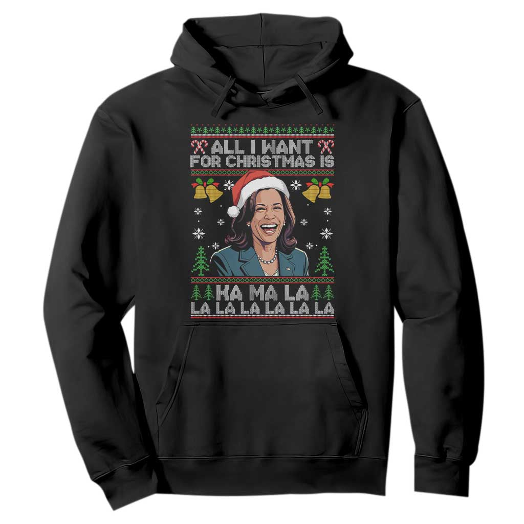 Funny Harris Christmas Hoodie All I Want For Xmas Is Kamala La La La TS11 Black Print Your Wear