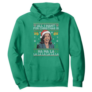 Funny Harris Christmas Hoodie All I Want For Xmas Is Kamala La La La TS11 Irish Green Print Your Wear