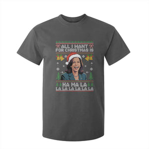 Funny Harris Christmas T Shirt For Kid All I Want For Xmas Is Kamala La La La TS11 Dark Heather Print Your Wear