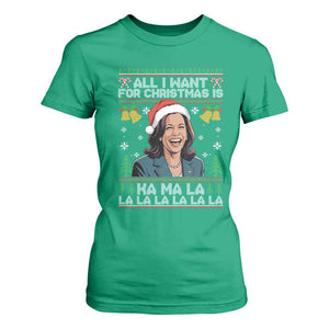 Funny Harris Christmas T Shirt For Women All I Want For Xmas Is Kamala La La La TS11 Irish Green Print Your Wear