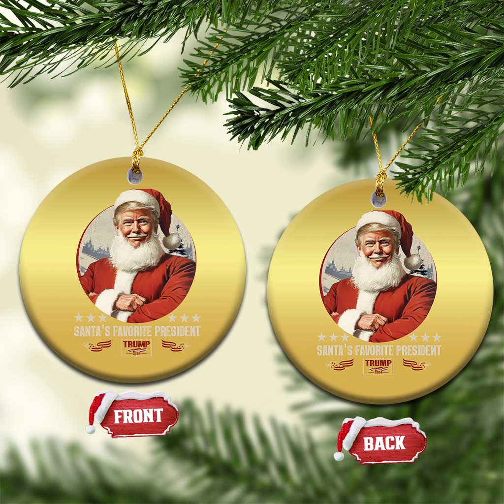 Funny Trump Xmas Christmas Ornament Santa's Favorite President Trump 2024 Christmas TS11 Circle Gold Print Your Wear