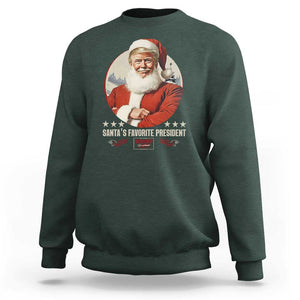 Funny Trump Xmas Sweatshirt Santa's Favorite President Trump 2024 Christmas TS11 Dark Forest Green Print Your Wear