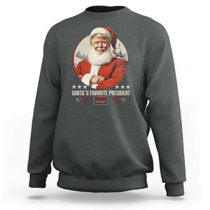 Funny Trump Xmas Sweatshirt Santa's Favorite President Trump 2024 Christmas TS11 Dark Heather Print Your Wear