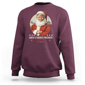 Funny Trump Xmas Sweatshirt Santa's Favorite President Trump 2024 Christmas TS11 Maroon Print Your Wear