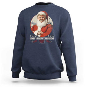 Funny Trump Xmas Sweatshirt Santa's Favorite President Trump 2024 Christmas TS11 Navy Print Your Wear