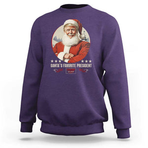 Funny Trump Xmas Sweatshirt Santa's Favorite President Trump 2024 Christmas TS11 Purple Print Your Wear