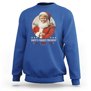 Funny Trump Xmas Sweatshirt Santa's Favorite President Trump 2024 Christmas TS11 Royal Blue Print Your Wear