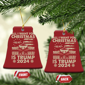 Trump Supporter Xmas Christmas Ornament All I Want For Christmas Is Trump 2024 White House TS11 Bell Flake Red Print Your Wear