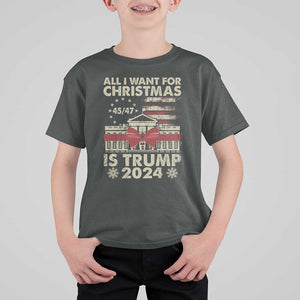 Trump Supporter Xmas T Shirt For Kid All I Want For Christmas Is Trump 2024 White House TS11 Dark Heather Print Your Wear