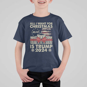 Trump Supporter Xmas T Shirt For Kid All I Want For Christmas Is Trump 2024 White House TS11 Navy Print Your Wear