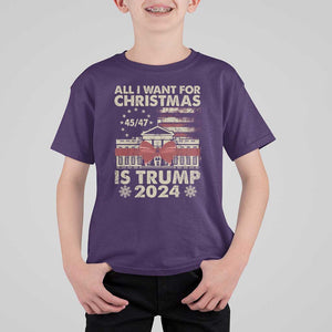 Trump Supporter Xmas T Shirt For Kid All I Want For Christmas Is Trump 2024 White House TS11 Purple Print Your Wear