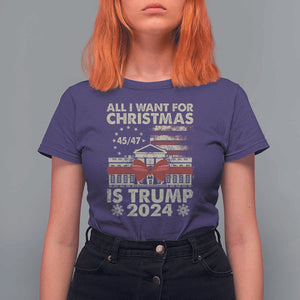 Trump Supporter Xmas T Shirt For Women All I Want For Christmas Is Trump 2024 White House TS11 Purple Print Your Wear