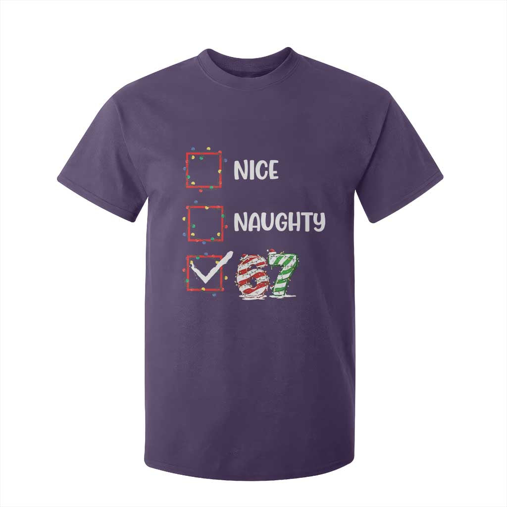 Funny Nice Naughty 67 T Shirt For Kid Christmas Six Seven Meme Brainrot TS11 Purple Print Your Wear