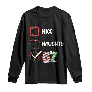 Funny Nice Naughty 67 Long Sleeve Shirt Christmas Six Seven Meme Brainrot TS11 Black Print Your Wear