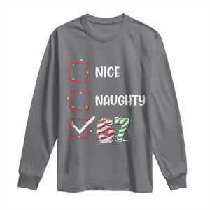 Funny Nice Naughty 67 Long Sleeve Shirt Christmas Six Seven Meme Brainrot TS11 Charcoal Print Your Wear