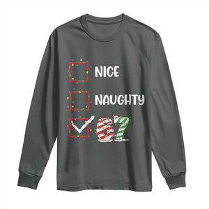 Funny Nice Naughty 67 Long Sleeve Shirt Christmas Six Seven Meme Brainrot TS11 Dark Heather Print Your Wear