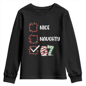 Funny Nice Naughty 67 Youth Sweatshirt Christmas Six Seven Meme Brainrot TS11 Black Print Your Wear