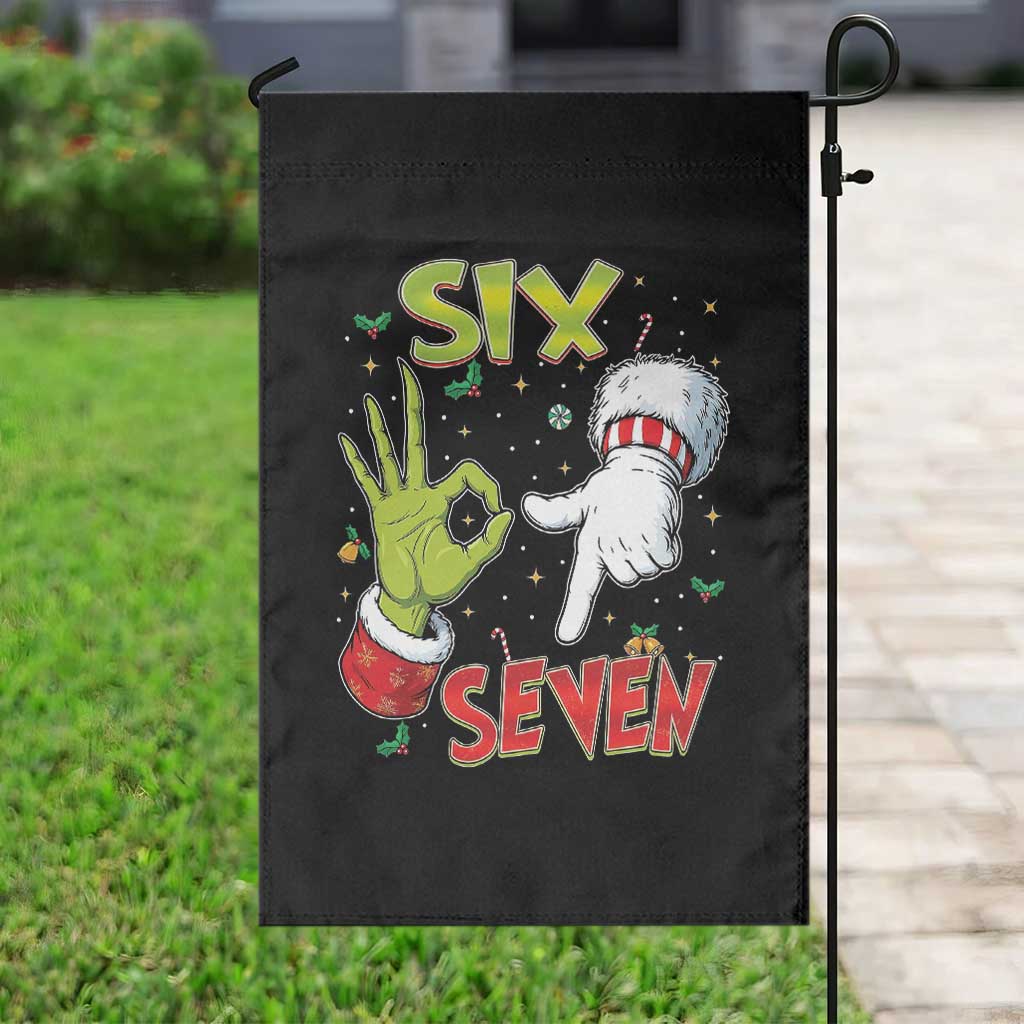 Funny Six Seven Christmas Garden Flag 67 Meme Xmas Santa Elf Hand Gen Alpha TS11 Print Your Wear