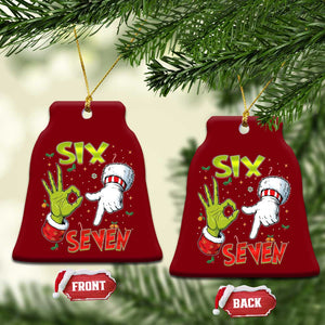 Funny Six Seven Xmas Ceramic Ornament 67 Meme Xmas Santa Elf Hand Gen Alpha TS11 Print Your Wear