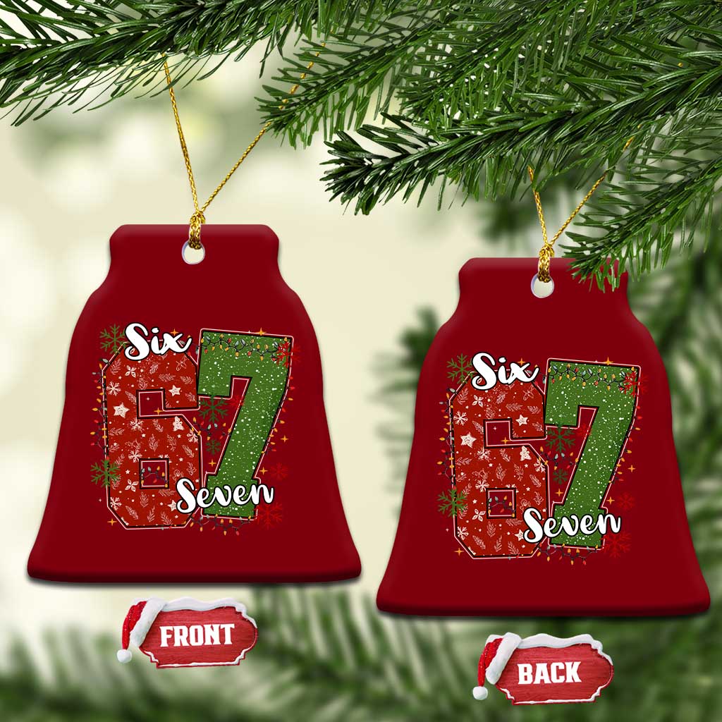 67 Xmas Ceramic Ornament Funny Six Seven Meme Gen Alpha Slang Snowflake TS11 Print Your Wear