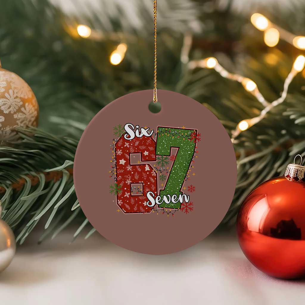 67 Xmas Ceramic Ornament Funny Six Seven Meme Gen Alpha Slang Snowflake TS11 1pc Mocha Print Your Wear