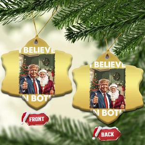 Funny Trump Santa Xmas Christmas Ornament I Believe In Both President Xmas TS11 Snow Flake Gold Print Your Wear