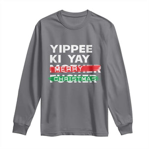 Funny Yippee Ki Yay Merry Christmas Long Sleeve Shirt Nakatomi Plaza Brushed TS11 Charcoal Print Your Wear