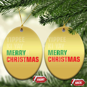 Funny Yippee Ki Yay Merry Xmas Christmas Ornament Xmas Nakatomi Plaza Hiden Text TS11 Oval Gold Print Your Wear