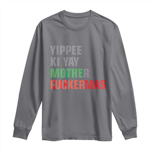 Funny Yippee Ki Yay Merry Christmas Long Sleeve Shirt Xmas Nakatomi Plaza Hiden Text TS11 Charcoal Print Your Wear