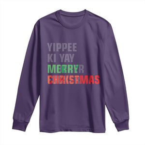 Funny Yippee Ki Yay Merry Christmas Long Sleeve Shirt Xmas Nakatomi Plaza Hiden Text TS11 Purple Print Your Wear