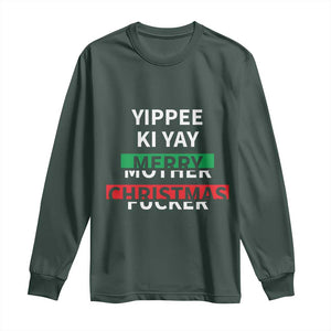 Funny Yippee Ki Yay Merry Christmas Long Sleeve Shirt Xmas Nakatomi Plaza TS11 Dark Forest Green Print Your Wear