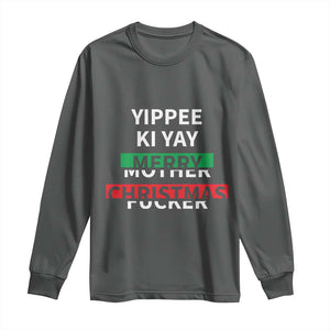 Funny Yippee Ki Yay Merry Christmas Long Sleeve Shirt Xmas Nakatomi Plaza TS11 Dark Heather Print Your Wear