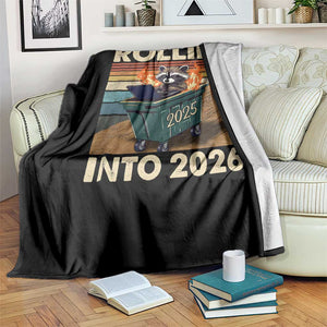 Funny Raccoon Rollin Into 2026 Throw Blanket New Year Dumpster Fire TS11 Print Your Wear