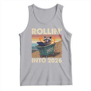 Funny Raccoon Rollin Into 2026 Tank Top New Year Dumpster Fire TS11 Athletic Heather Print Your Wear