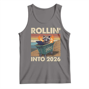 Funny Raccoon Rollin Into 2026 Tank Top New Year Dumpster Fire TS11 Deep Heather Print Your Wear