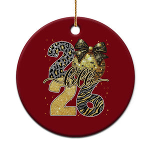 Happy New Year 2026 Ceramic Ornament Hello 2026 Disco Ball Coquette Bow Faux Glitter TS11 1pc Red Print Your Wear
