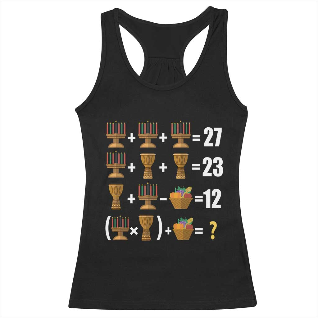 Funny 67 Kwanzaa Math Racerback Tank Top Six Seven Meme Kinara Candles African American Christmas TS11 Black Print Your Wear