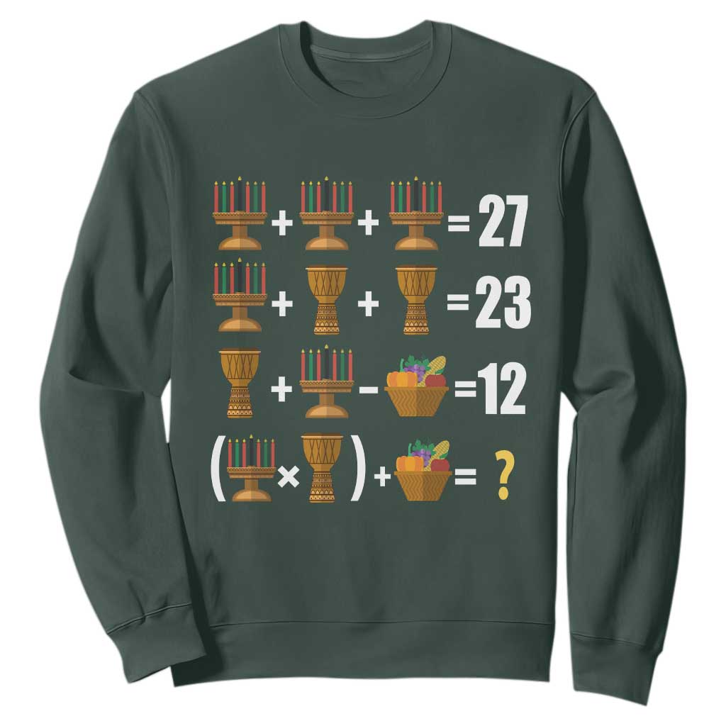 Funny 67 Kwanzaa Math Sweatshirt Six Seven Meme Kinara Candles African American Christmas TS11 Dark Forest Green Print Your Wear