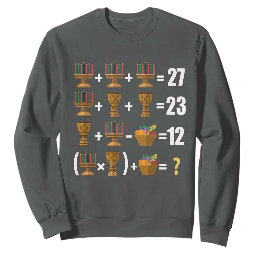 Funny 67 Kwanzaa Math Sweatshirt Six Seven Meme Kinara Candles African American Christmas TS11 Dark Heather Print Your Wear
