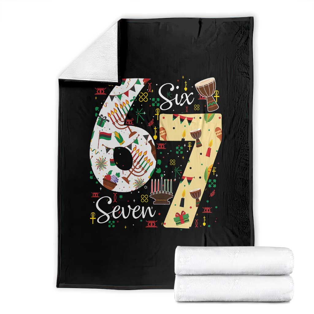 Funny 67 Kwanzaa Throw Blanket Six Seven Meme Kinara Candles African American Christmas TS11 Black Print Your Wear