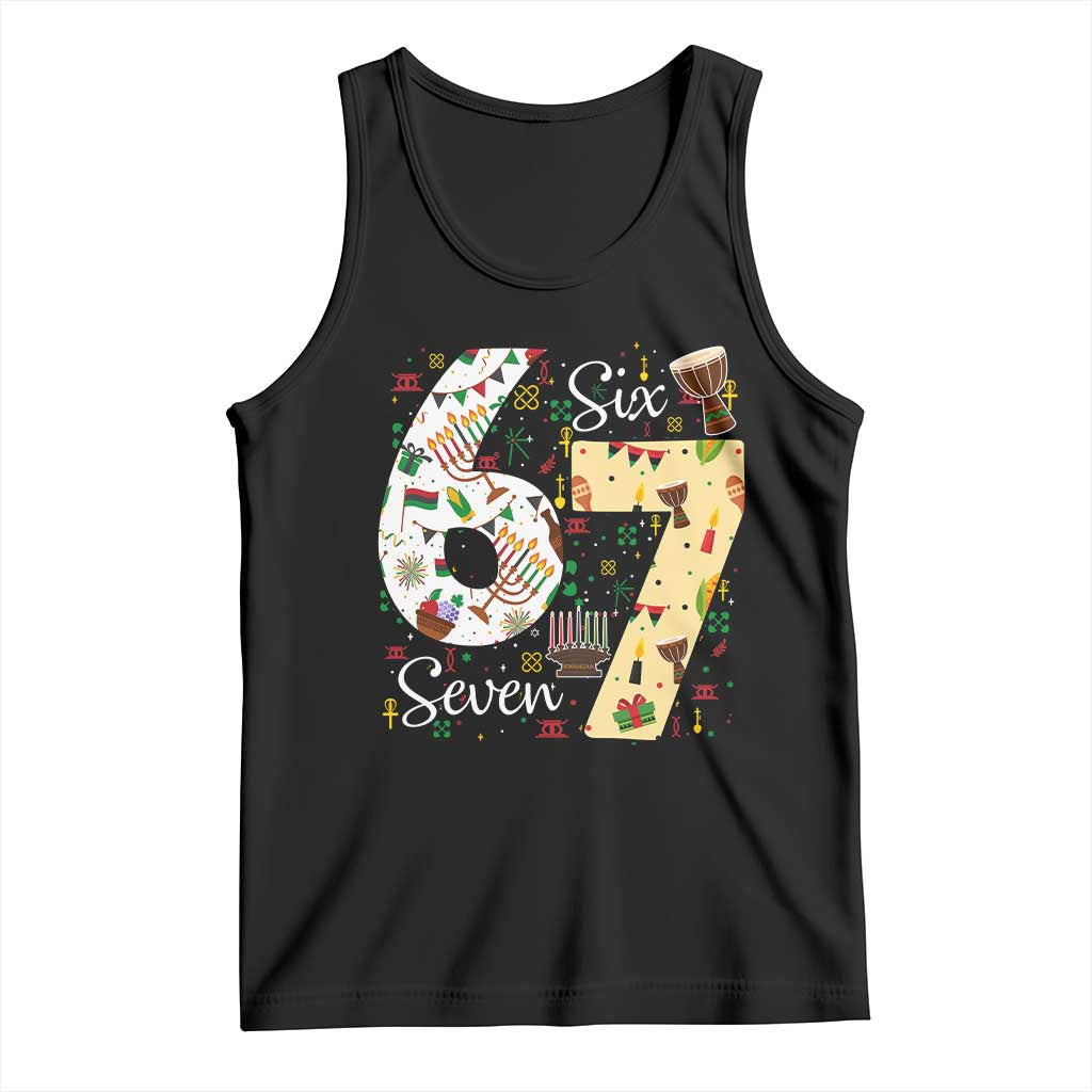 Funny 67 Kwanzaa Tank Top Six Seven Meme Kinara Candles African American Christmas TS11 Black Print Your Wear